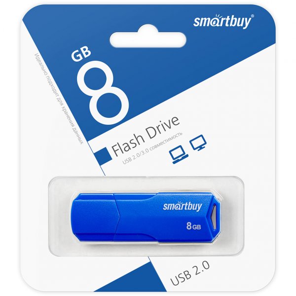 Флешка USB  8GB 2.0 SmartBuy CLUE Blue