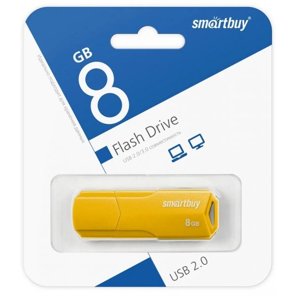 Флешка USB  8GB 2.0 SmartBuy CLUE Yellow