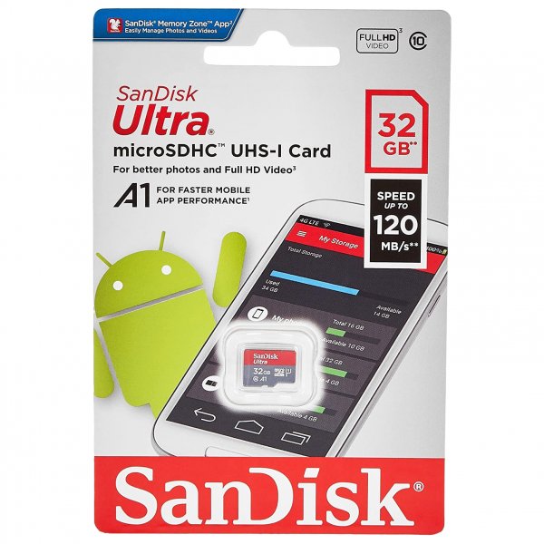 Карта памяти  32GB microSDHC class 10 SanDisk U1 A1 Ultra 120MB/s  без адаптера