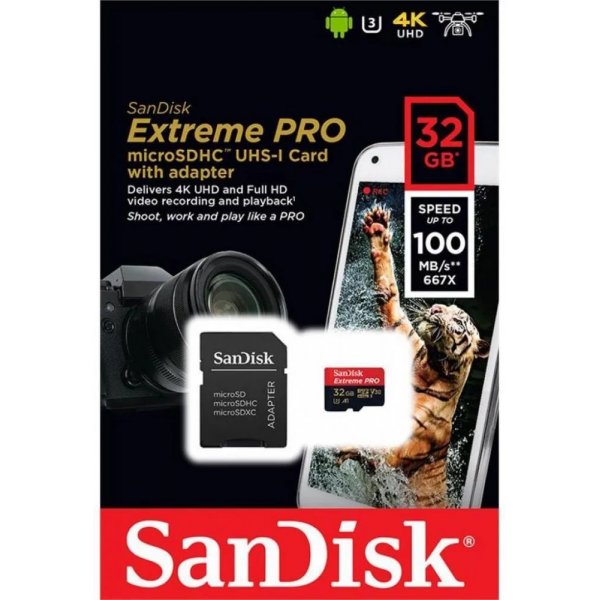 Карта памяти  32GB microSDHC class 10 SanDisk Extreme Pro 100mB/s