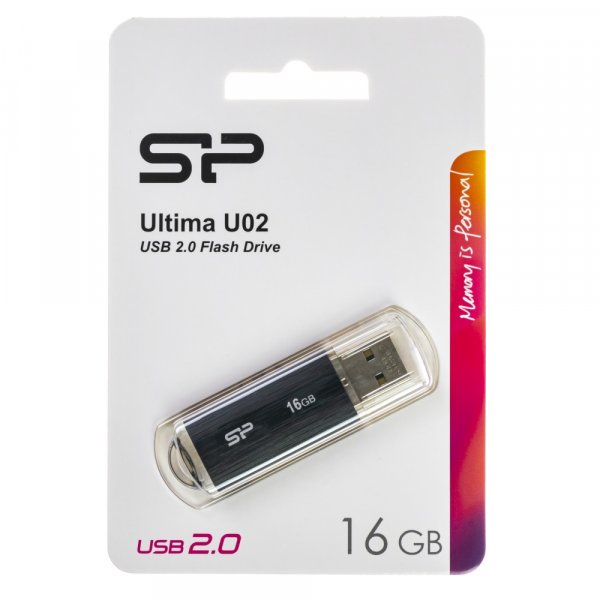Флешка USB 16GB 2.0 Silicon Power Ultima U02 Black