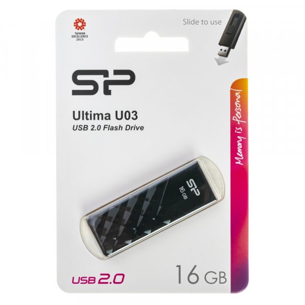 Флешка USB 16GB 2.0 Silicon Power Ultima U03 Black