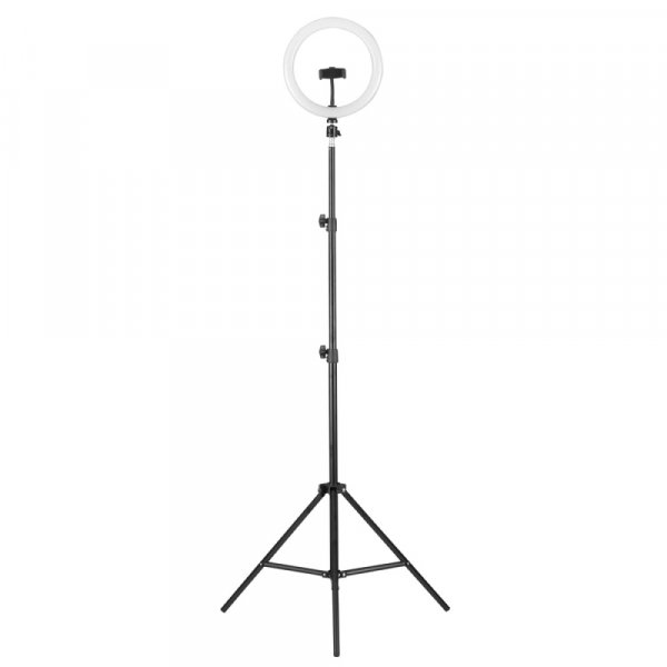 Кольцевая LED лампа Camelion KD-810F C02 LED, штатив 70-200 см, d=26 см, держатель д/телефона, пульт