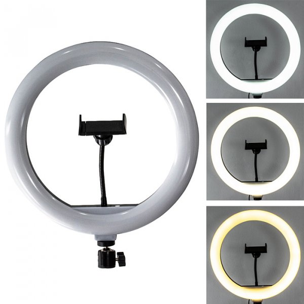 Кольцевая LED лампа WALKER WLR-3010 с держателем для проф. съемки, 30 см, белый свет