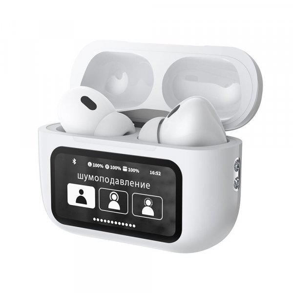 Bluetooth гарнитура (стерео)  TWS Deppa Air Pro 3 ANC, BT5.3, LCD, 350 mAh, белый