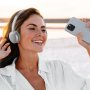 Bluetooth гарнитура (стерео) Deppa Stereo Light ANC/ENC, BT 5.4, 300мАч, накладная, серебристый