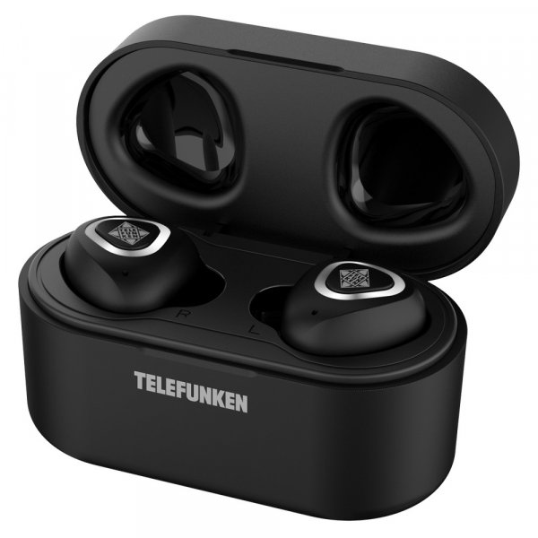 Bluetooth гарнитура (стерео)  TWS Telefunken TF-1100B, чёрн/серебристый