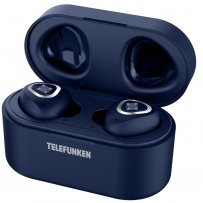 Bluetooth гарнитура (стерео)  TWS Telefunken TF-1100B, син/серебристый