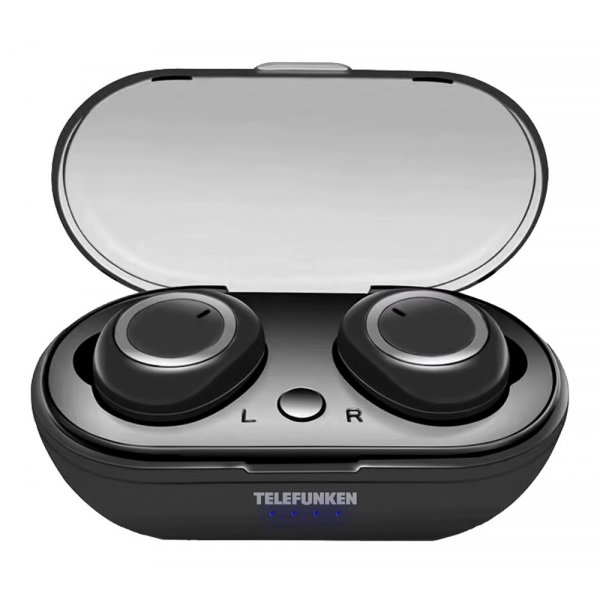 Bluetooth гарнитура (стерео)  TWS Telefunken TF-1101B, чёрн/серебристый