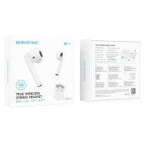 Bluetooth гарнитура (стерео)  TWS Borofone BW07, белый