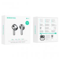 Bluetooth гарнитура (стерео)  TWS Borofone BW09, серебро