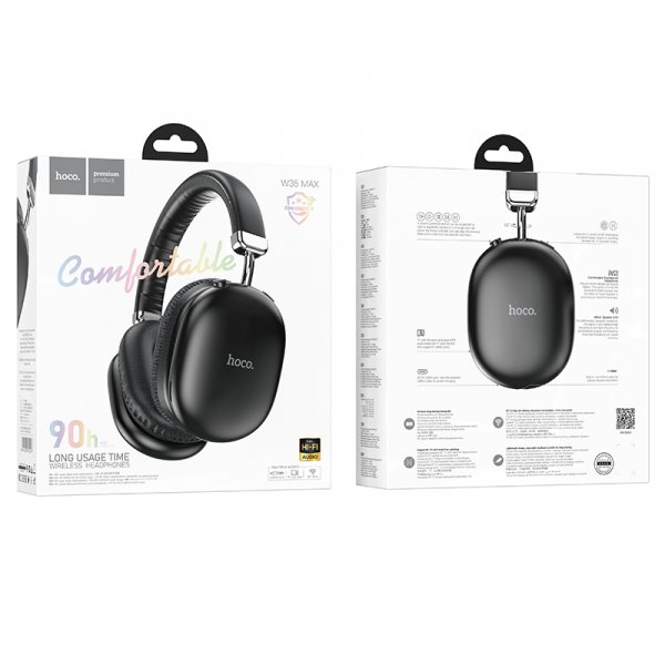 Bluetooth гарнитура (стерео) Hoco W35 Max Joy (v. 5.3), полноразмерная, TF, AUX, чёрный