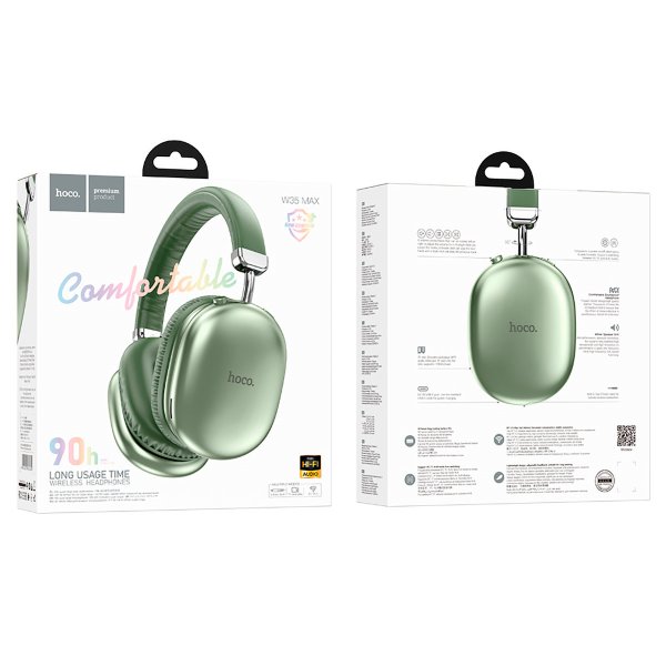Bluetooth гарнитура (стерео) Hoco W35 Max Joy (v. 5.3), полноразмерная, TF, AUX, зелёный
