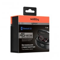 Bluetooth гарнитура (стерео)  TWS Nobby Expert Т-110, NBE-BH-50-05, чёрный с красным