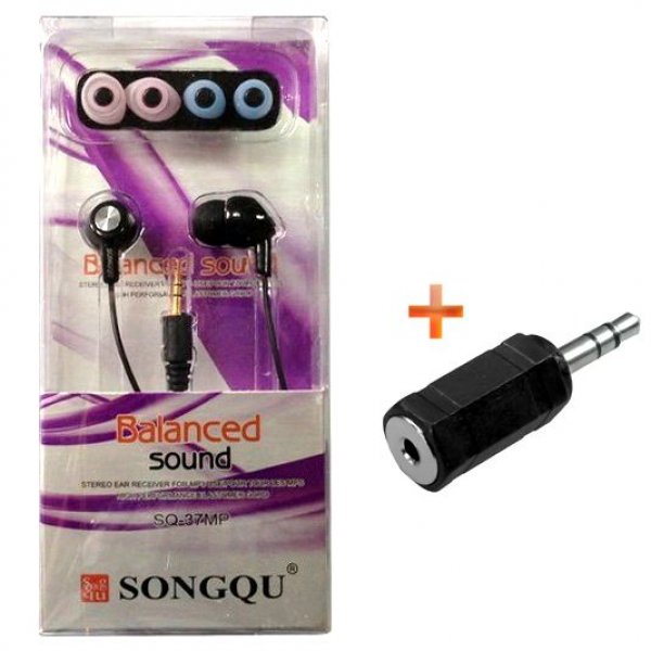 SONGQU SQ-37MP (J2.5+переходник 3.5) наушники вакуум./20/240