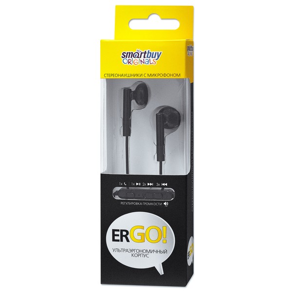 SBH-500 Универсальная мобильная гарнитура SmartBuy ERGO, чёрная