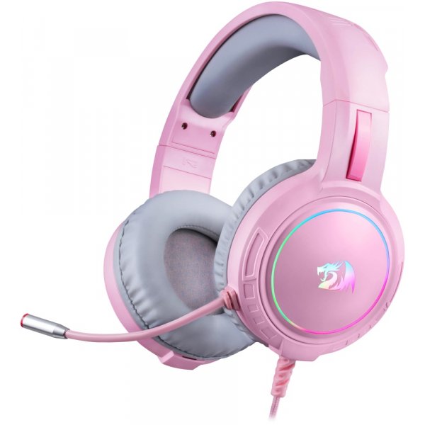 Гарнитура полноразмерная игровая Redragon Mento, RGB, USB + 2 х Jack 3.5, кабель 1.8 м, розовый