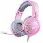Гарнитура полноразмерная игровая Redragon Mento, RGB, USB + 2 х Jack 3.5, кабель 1.8 м, розовый