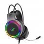 Гарнитура полноразмерная игровая AULA S608, 2 х 3.5 Jack + USB, RGB подсветка, чёрный