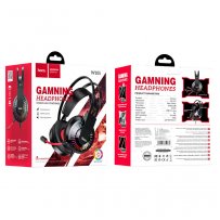 Гарнитура полноразмерная Hoco W105, 3.5 Jack + USB, кабель 2м, красный