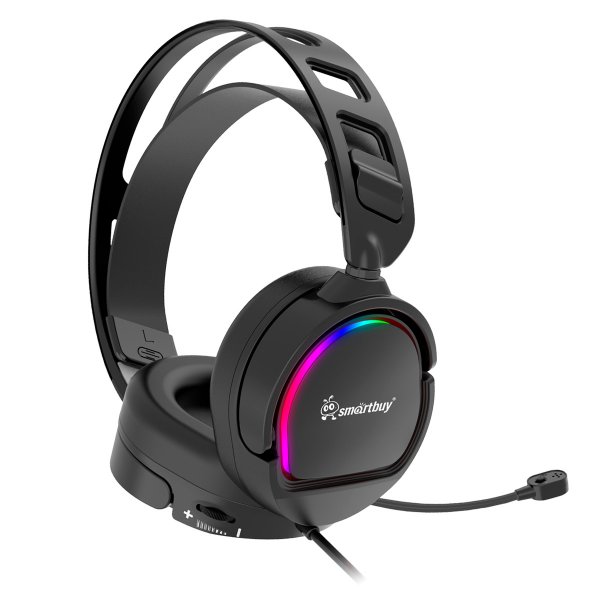 Гарнитура полноразмерная игровая SmartBuy SBHG-9810 LANCER 2, подсветка, 50мм, 2.0м, 2 х 3,5+USB