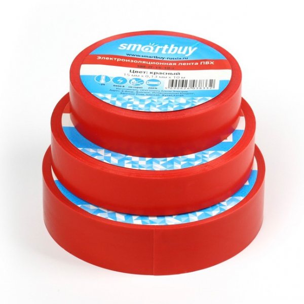 Изолента Smartbuy 0,13 *15 мм, 10м, красная