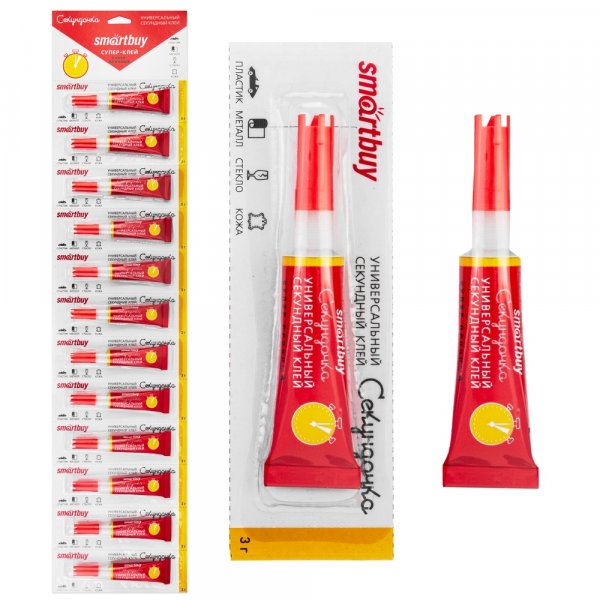 Супер-клей Smartbuy SBT-SG-1P2 (универсальный, сверхпрочный), 3 гр., лента BL-12 (144/576) (до 12/26)