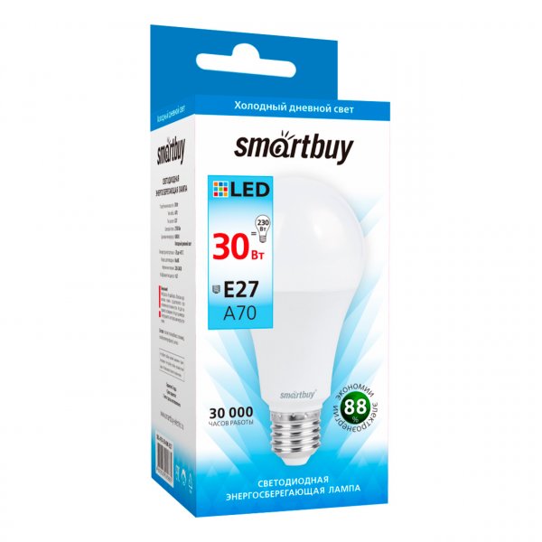 Лампа светодиодная A70 E27 30W 6000K Smartbuy