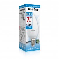 Лампа светодиодная C37 E14 7W 6000K Smartbuy