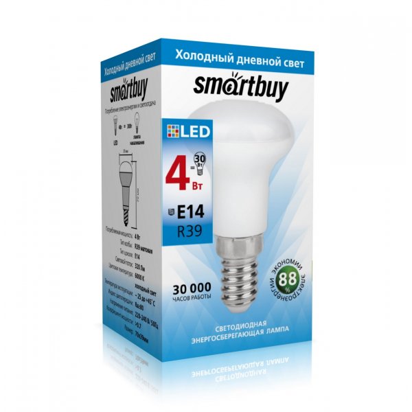 Лампа светодиодная R39 E14 4W 6000K Smartbuy
