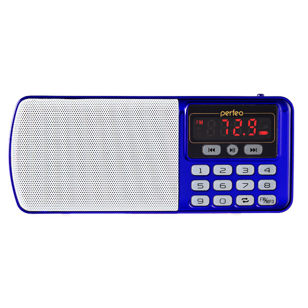i120-BL Perfeo мини-аудио ЕГЕРЬ FM+ (70-108МГц), MP3, USB, синий