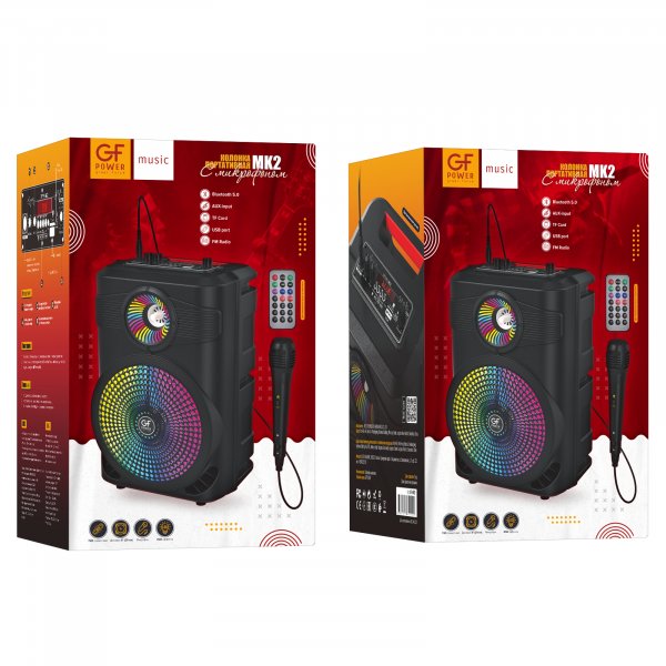Колонка Bluetooth GFPoWeR MK2, 10Вт, USB/TF/FM/AUX/TWS, RGB подсветка, микрофон (6)