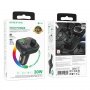 FM-трансмиттер Borofone BC54 Bluetooth, 2USB, QC3.0, TF, с дисплеем, Type-C, чёрный