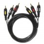 Кабель 3xRCA (M) - 3xRCA (M), 3.0 м,  GoPower, ПВХ чёрный в пакете