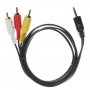 Кабель 3.5 мм Jack (M) - 3xRCA (M), 1,0 м, GoPower, ПВХ чёрный в пакете
