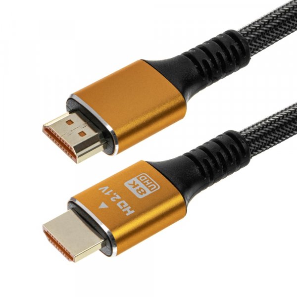 Кабель GoPower HDMI (M) - HDMI (M) Ultra High Speed 2.0 м, ver.2.1 8K 60Hz серый нейлон (в пакете)