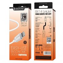 Кабель USB - 8-pin Borofone BX14, белый TPE штекер, 2м, круглый белый ПВХ