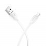 Кабель USB - 8-pin Borofone BX19, белый пластик штекер, 1м, круглый белый ПВХ