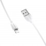 Кабель USB - 8-pin Borofone BX19, белый пластик штекер, 1м, круглый белый ПВХ
