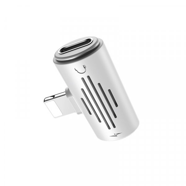 Переходник 8-pin M - 8-pin F (music) + 8-pin F (charge), Borofone, BV6, белый