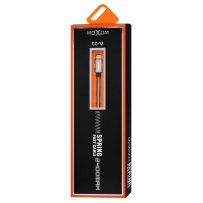 Кабель USB - 8-pin MOXOM CC-12, серебро металл штекер, 1м, круглый чёрный силикон, 2.4 А