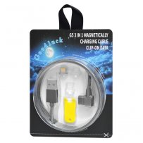 Кабель USB - 8-pin "Good Luck", магнитный, серый металл штекер, 1м, круглый серый ткань