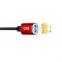 Кабель USB - 8-pin Hoco U28, магнитный, красный металл штекер 1 м, круглый чёрный ПВХ