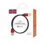 Кабель USB - 8-pin Hoco U28, магнитный, красный металл штекер 1 м, круглый чёрный ПВХ