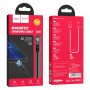 Кабель USB - 8-pin Hoco U76, магнитный, чёрный металл штекер, 1.2 м, круглый чёрный нейлон, 2 A