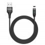Кабель USB - 8-pin Hoco U76, магнитный, чёрный металл штекер, 1.2 м, круглый чёрный нейлон, 2 A