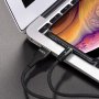 Кабель USB - 8-pin Hoco U76, магнитный, чёрный металл штекер, 1.2 м, круглый чёрный нейлон, 2 A