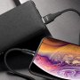 Кабель USB - 8-pin Hoco U76, магнитный, чёрный металл штекер, 1.2 м, круглый чёрный нейлон, 2 A