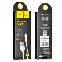 Кабель USB - 8-pin Hoco X1, белый пластик штекер, 2 м, круглый белый ПВХ