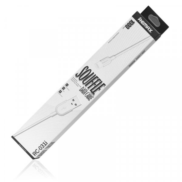 Кабель USB - 8-pin REMAX SOUFFLE RC-031i, белый пластик штекер, 1м, круглый белый ПВХ